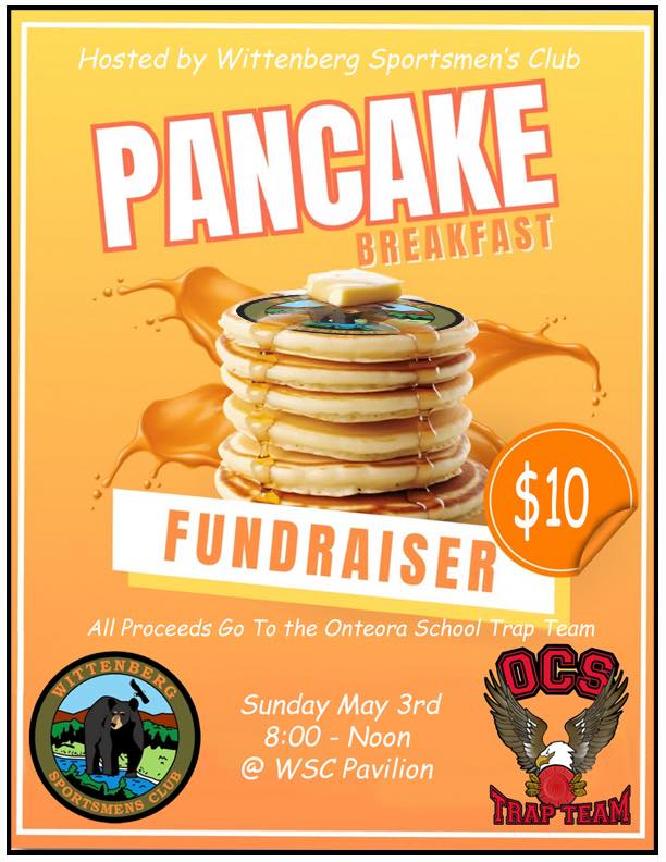 Pancake Breakfast youth fundraiser on Sunday May 3rd for our youth Trap League